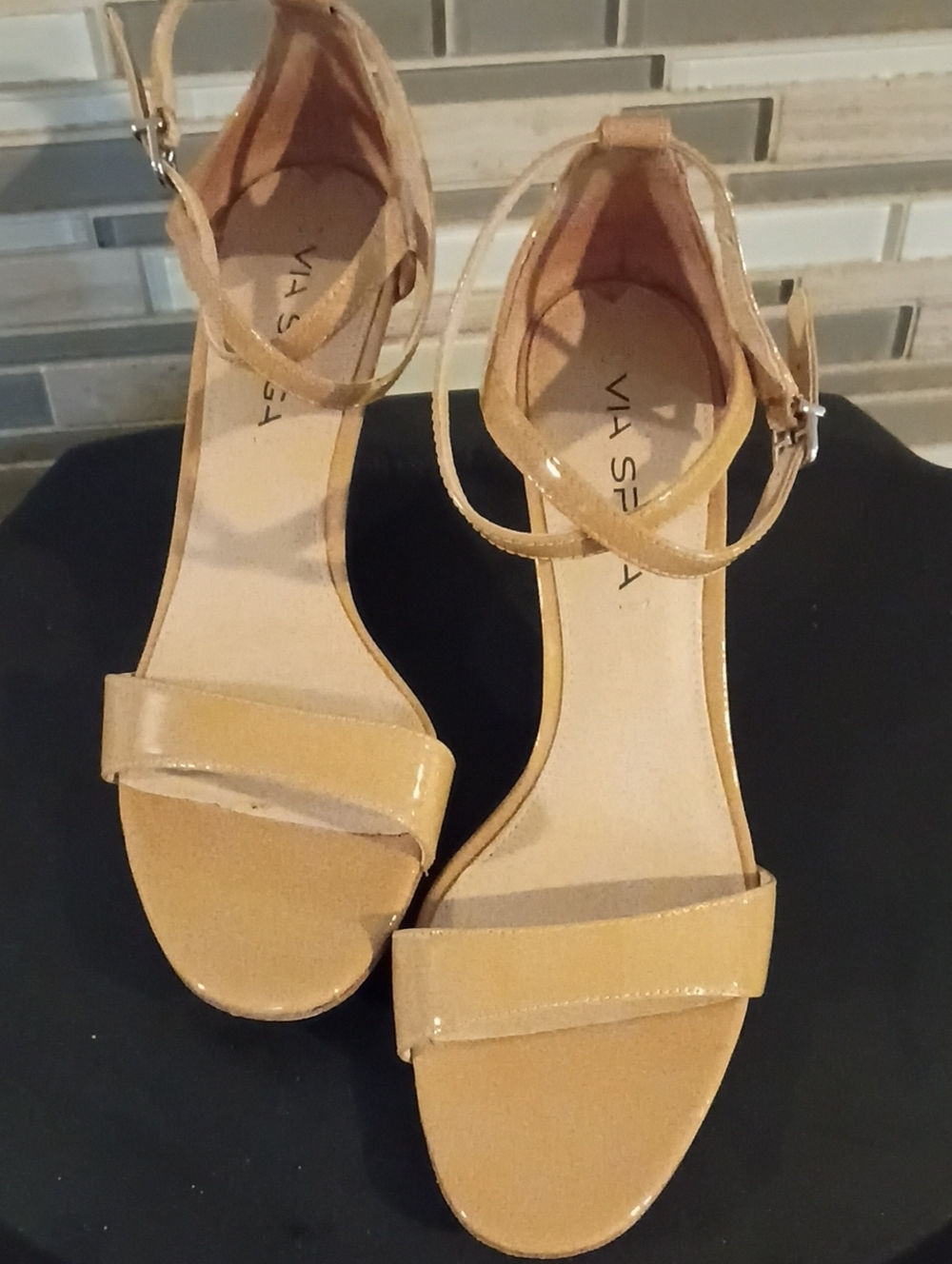 Via Spiga Nude Tan Ankle-Strap Sandals